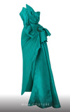 MNM Couture F02854 strapless gown in crepe and brocade with Roman slit. | Couture Shop LA