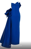 MNM Couture F02854 strapless gown in crepe and brocade with Roman slit. | Couture Shop LA