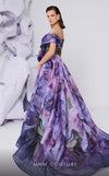 MNM Couture F02855 strapless digital print gown with flared cut. | Couture Shop LA