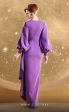 MNM Couture F02866 crepe gown with V-neck and Roman skirt. | Couture Shop LA