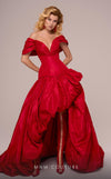 MNM Couture F02872A dress with removable shoulder piece and skirt ensemble.