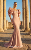 MNM Couture F02886 rayon crepe gown with sweetheart neckline and floral appliques. | Couture Shop LA