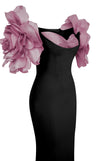 MNM Couture F02886 rayon crepe gown with sweetheart neckline and floral appliques. | Couture Shop LA