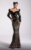 MNM Couture F02896 black fit and flare gown with sweetheart neckline and sequin detailing |Couture Shop LA