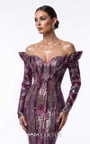 Sequined haute couture mermaid dress with upside-down cap sleeves MNM Couture F02900A