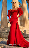 Strapless crepe bespoke evening wear with rose applique taffeta jacket MNM Couture F02944