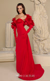 Strapless crepe bespoke evening wear with rose applique taffeta jacket MNM Couture F02944