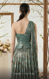 Asymmetrical tiger velvet and metallic chiffon bespoke evening wear MNM Couture F02953A