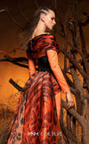 Off-shoulder faux-leather and animal-print chiffon luxury gala gown MNM Couture F02972