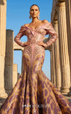 Pink sequined jacquard haute couture mermaid dress with multi-print skirt MNM Couture F02973