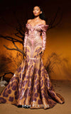 Pink sequined jacquard haute couture mermaid dress with multi-print skirt MNM Couture F02973