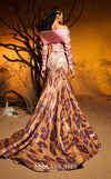 Pink sequined jacquard haute couture mermaid dress with multi-print skirt MNM Couture F02973