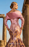 Pink sequined jacquard haute couture mermaid dress with multi-print skirt MNM Couture F02973