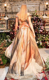 Multi-colored floral printed chiffon haute couture gown MNM Couture F02981