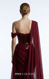 MNM Couture F03017 one-shoulder sequin and chiffon mermaid gown with structured sweetheart bodice and draped asymmetric side train | Couture Shop LA.