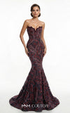 Fully beaded strapless bespoke evening wear with wavy neckline MNM Couture F03018
