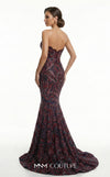Fully beaded strapless bespoke evening wear with wavy neckline MNM Couture F03018