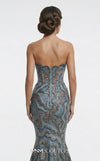 Fully beaded strapless bespoke evening wear with wavy neckline MNM Couture F03018