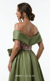 Olive sequin bespoke evening wear with satin double skirt MNM Couture F03024