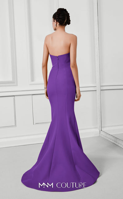 Stunning red rayon crepe gown with an asymmetric neckline, intricate bead embroidery, peplum detail, and long train. | Couture Shop LA