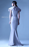 MNM Couture G0946 pastel wrap dress with layered collar, removable belt, and soft flared skirt. | Couture Shop LA