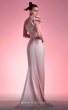MNM Couture G1217 one-shoulder gown with ruched bodice, puffy shoulder, and high slit design. | Couture Shop LA