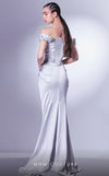 MNM Couture G1310 satin gown with sweetheart corset, overlay skirt, and thigh-high slit. | Couture Shop LA