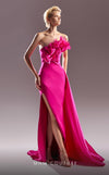 MNM Couture G1500 : Sleek Crepe Gown with Side Skirt for Statement Evenings