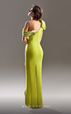 MNM Couture G1518 Modern one-shoulder crepe gown with side slit and ruched features for formal events. | Couture Shop LA