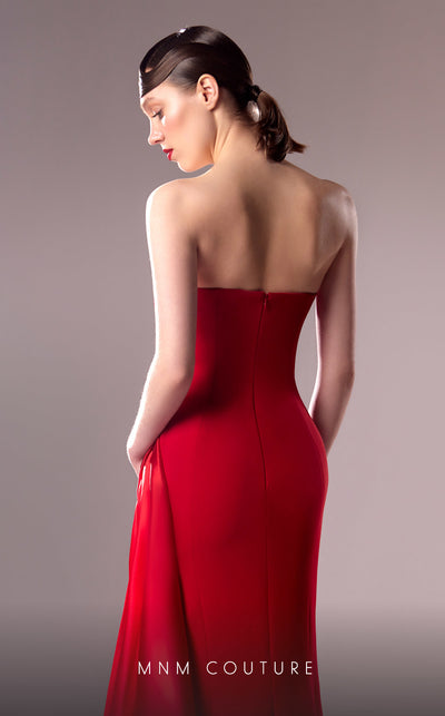 MNM Couture G1610 dress highlighting the exquisite strapless design and intricate organza details. | Couture Shop LA