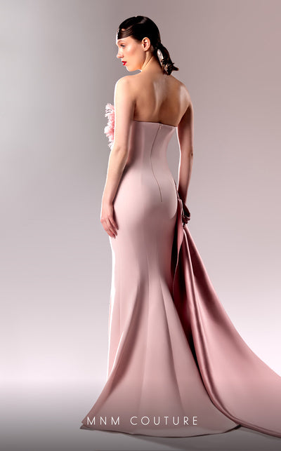 MNM Couture G1611 gown showcasing the elegant mermaid silhouette and flowing drape. | Couture Shop LA