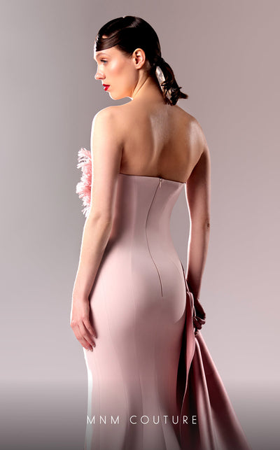 MNM Couture G1611 gown showcasing the elegant mermaid silhouette and flowing drape. | Couture Shop LA
