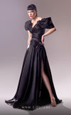 MNM Couture G1619 dress showcasing the refined off-the-shoulder design and luxurious ribbed texture. | Couture Shop LA