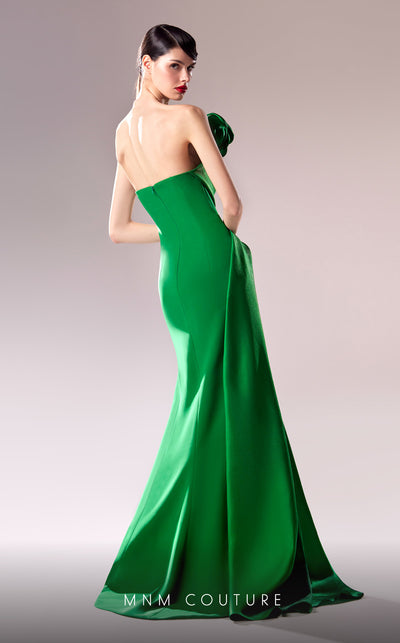 MNM Couture G1621 gown highlighting the elegant silhouette and exquisite draping. | Couture Shop LA