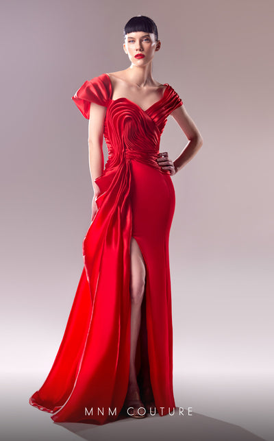 MNM Couture G1624 gown showcasing the exquisite organza draping and elegant silhouette. | Couture Shop LA