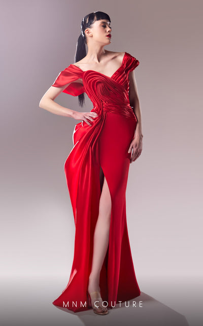 MNM Couture G1624 gown showcasing the exquisite organza draping and elegant silhouette. | Couture Shop LA