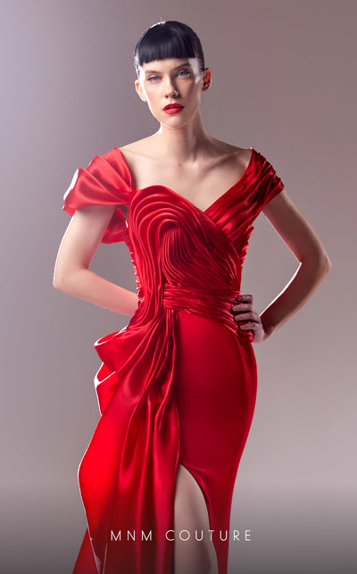 MNM Couture G1624 gown showcasing the exquisite organza draping and elegant silhouette. | Couture Shop LA