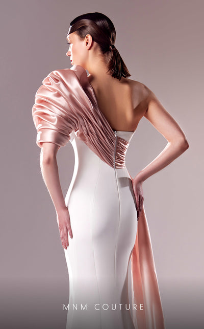 MNM Couture G1633 dress featuring the elegant mermaid silhouette with delicate salmon details. | Couture Shop LA