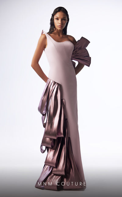 MNM Couture G1713 gown displaying the dramatic silhouette and eye-catching details. | Couture Shop LA