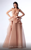 MNM Couture G1723 : Regal Lace Gown with Puffy Organza Skirt