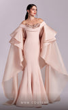 MNM Couture G1814 : Majestic Pink Gown with Cascading Organza Sleeves