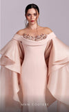 MNM Couture G1814 : Majestic Pink Gown with Cascading Organza Sleeves