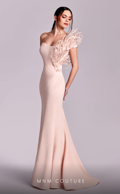 MNM Couture G1821 gown showcasing the mermaid silhouette and intricate lace details. | Couture Shop LA