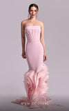 MNM Couture G1825 gown showcasing the mermaid silhouette and organza flourish at the hem. | Couture Shop LA