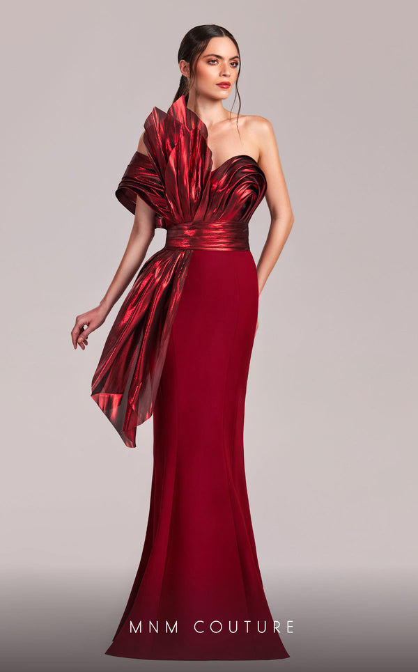 MNM Couture G1832 gown displaying the mermaid silhouette and stunning cascading design. | Couture Shop LA