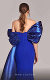 MNM Couture G1840 gown showcasing the elegant off-shoulder design and graceful mermaid skirt. | Couture Shop LA