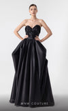 MNM Couture G1921 black organza evening gown with heart-shaped neckline and dramatic puffy design. | Couture Shop LA