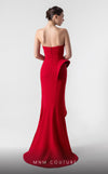 MNM Couture G1924 red evening gown with sculptural 3D pleats and dramatic silhouette. | Couture Shop LA