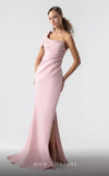 MNM Couture G1926 pink one-shoulder gown with cap sleeve and intricate embellishments. | Couture Shop LA