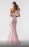 MNM Couture G1926 pink one-shoulder gown with cap sleeve and intricate embellishments. | Couture Shop LA